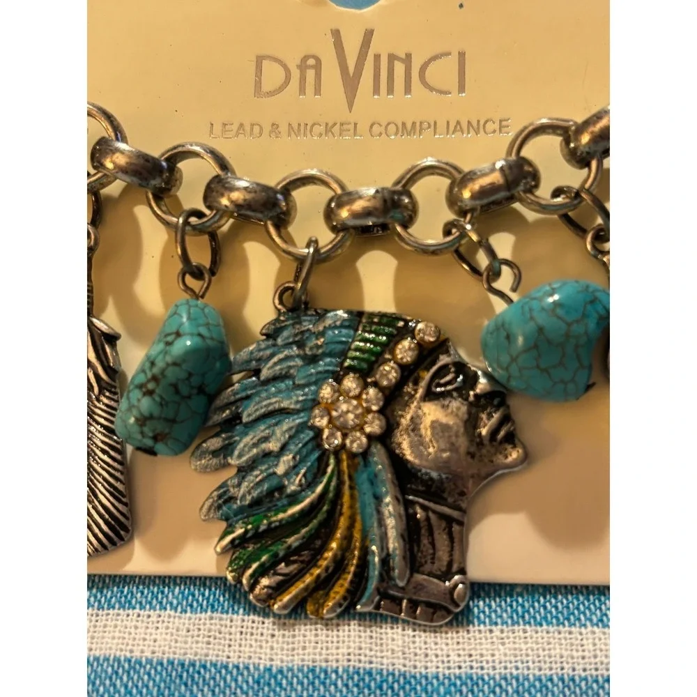 #23. Native American stretch, feather charm bracelet.